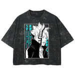 Playera streetwear premium de anime y gaming ExtraLife MX, corte boxy deluxe mineral wash heavyweight en color Acid Wash, moda urbana mexicana de culto.