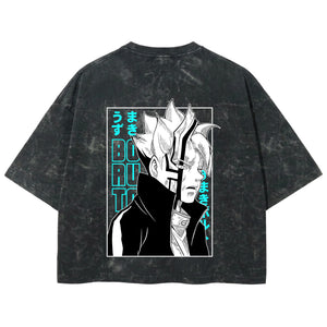 Playera streetwear premium de anime y gaming ExtraLife MX, corte boxy deluxe mineral wash heavyweight en color Acid Wash, moda urbana mexicana de culto.