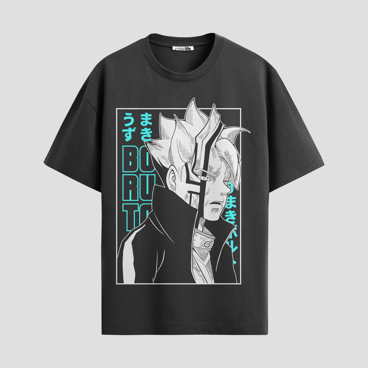 Playera urbana de anime y gaming ExtraLife MX, corte Classic Premium unisex ligero y transpirable en color Deep Black y Pure White, ropa de uso diario para gym y casual.