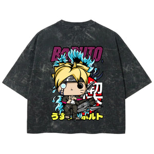 Playera streetwear premium de anime y gaming ExtraLife MX, corte boxy deluxe mineral wash heavyweight en color Acid Wash, moda urbana mexicana de culto.