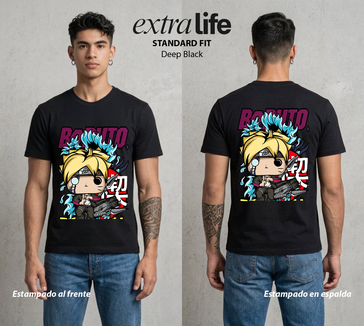 La Aldea Oculta | Figura Genin Pop Art #00339 - Playera Standard Fit | Deep Black - Foto en modelo