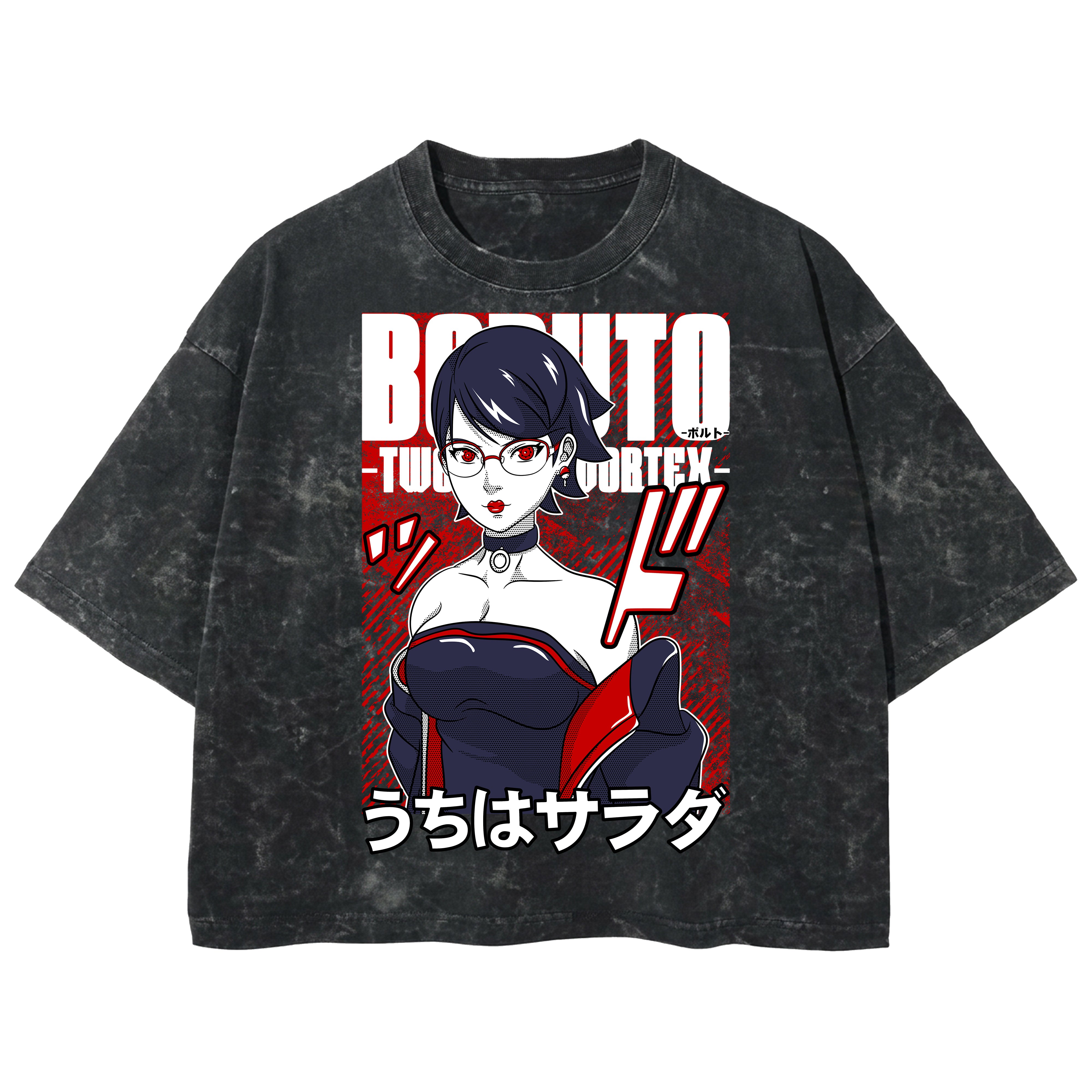 Playera streetwear premium de anime y gaming ExtraLife MX, corte boxy deluxe mineral wash heavyweight en color Acid Wash, moda urbana mexicana de culto.