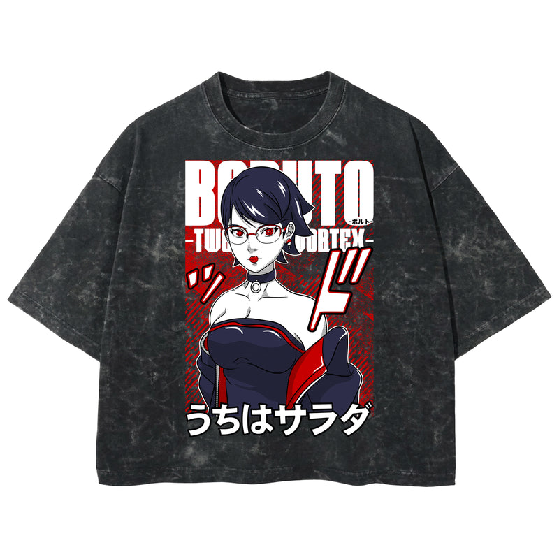 Playera streetwear premium de anime y gaming ExtraLife MX, corte boxy deluxe mineral wash heavyweight en color Acid Wash, moda urbana mexicana de culto.