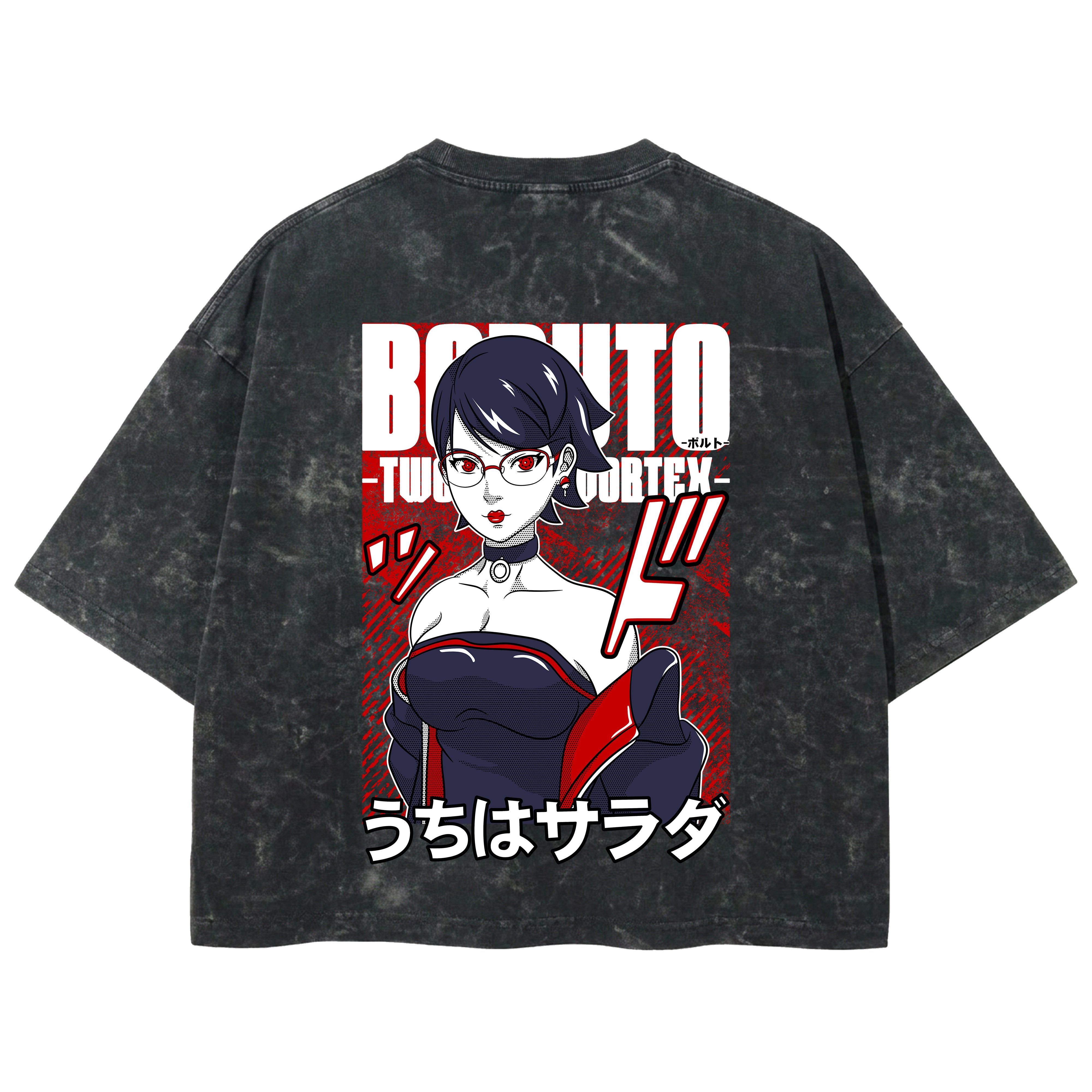 Playera streetwear premium de anime y gaming ExtraLife MX, corte boxy deluxe mineral wash heavyweight en color Acid Wash, moda urbana mexicana de culto.