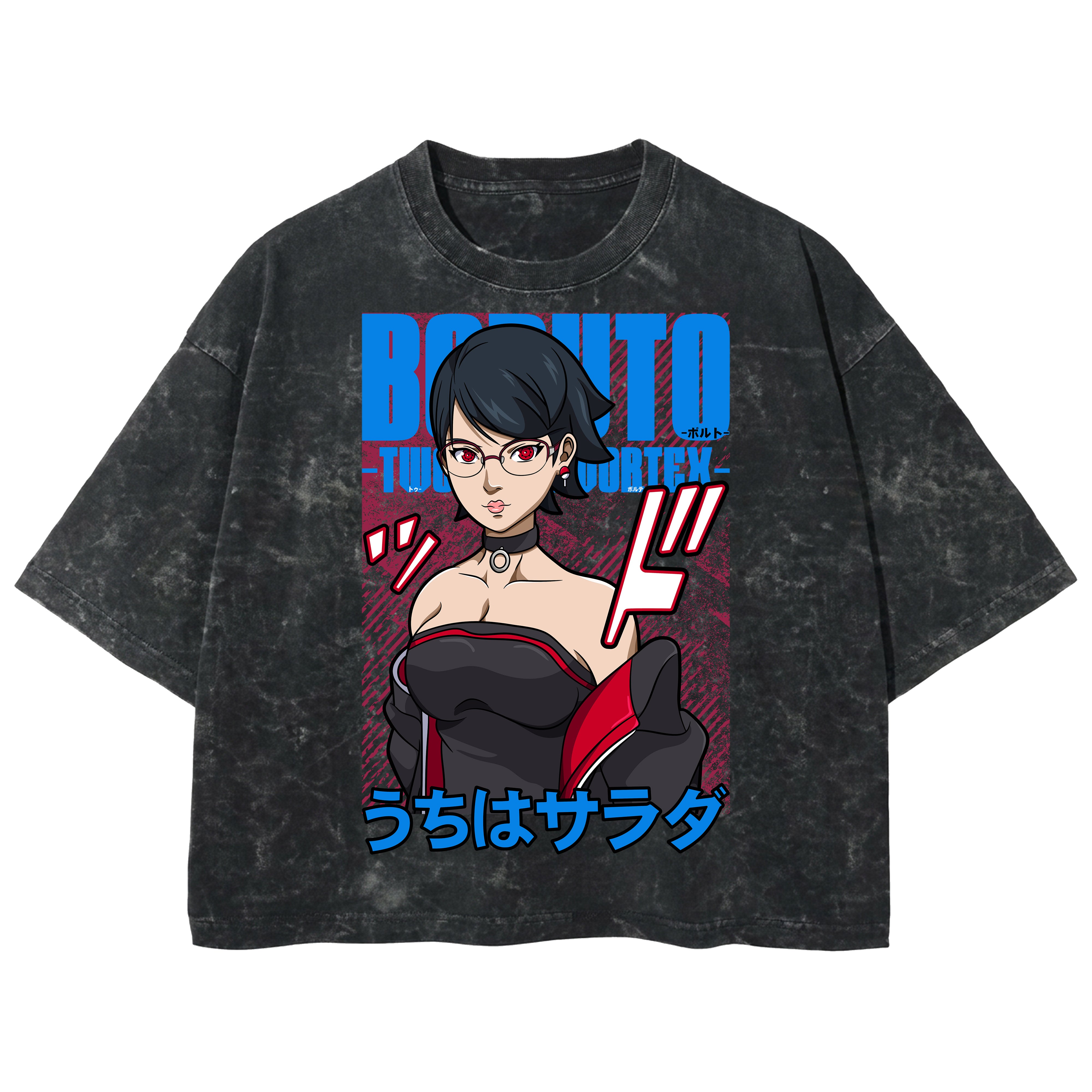 Playera streetwear premium de anime y gaming ExtraLife MX, corte boxy deluxe mineral wash heavyweight en color Acid Wash, moda urbana mexicana de culto.