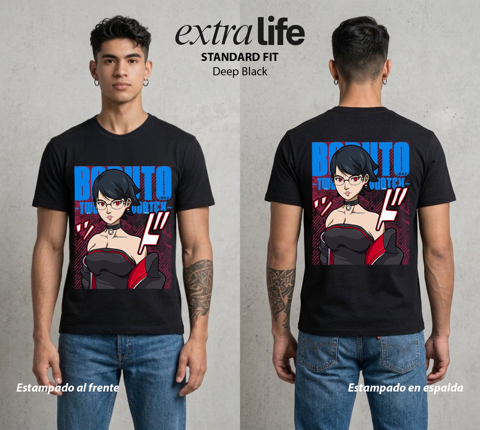 La Aldea Oculta | Hijo e Hija Ninja #00341 - Playera Standard Fit | Deep Black - Foto en modelo