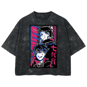 Playera streetwear premium de anime y gaming ExtraLife MX, corte boxy deluxe mineral wash heavyweight en color Acid Wash, moda urbana mexicana de culto.