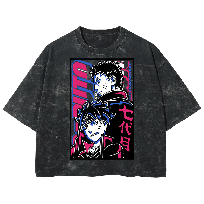 Playera streetwear premium de anime y gaming ExtraLife MX, corte boxy deluxe mineral wash heavyweight en color Acid Wash, moda urbana mexicana de culto.