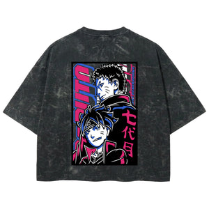 Playera streetwear premium de anime y gaming ExtraLife MX, corte boxy deluxe mineral wash heavyweight en color Acid Wash, moda urbana mexicana de culto.