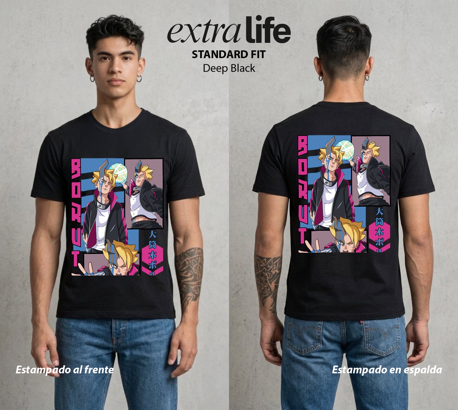 La Aldea Oculta | El Legado Ninja #00343 - Playera Standard Fit | Deep Black - Foto en modelo