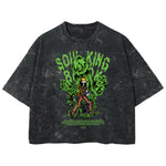 Playera streetwear premium de anime y gaming ExtraLife MX, corte boxy deluxe mineral wash heavyweight en color Acid Wash, moda urbana mexicana de culto.
