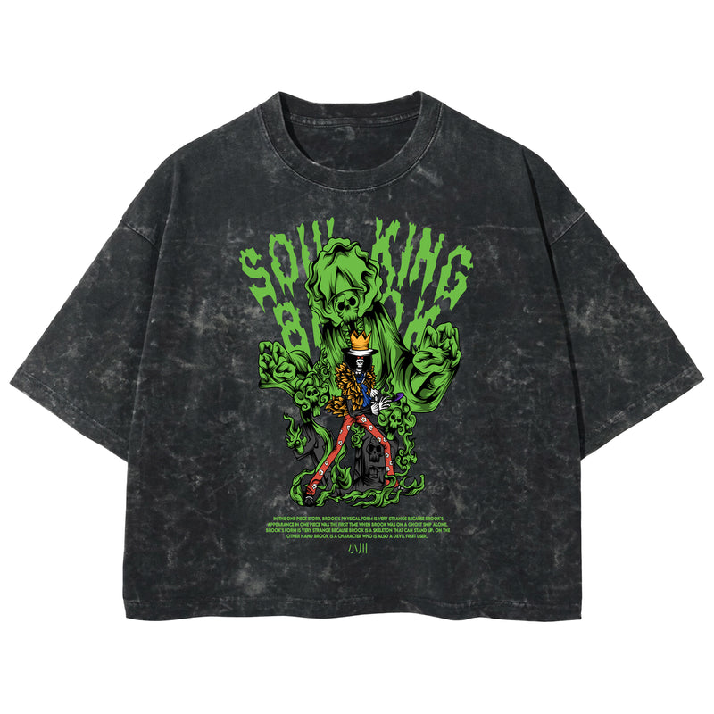 Playera streetwear premium de anime y gaming ExtraLife MX, corte boxy deluxe mineral wash heavyweight en color Acid Wash, moda urbana mexicana de culto.