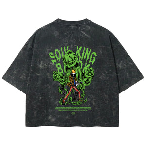 Playera streetwear premium de anime y gaming ExtraLife MX, corte boxy deluxe mineral wash heavyweight en color Acid Wash, moda urbana mexicana de culto.