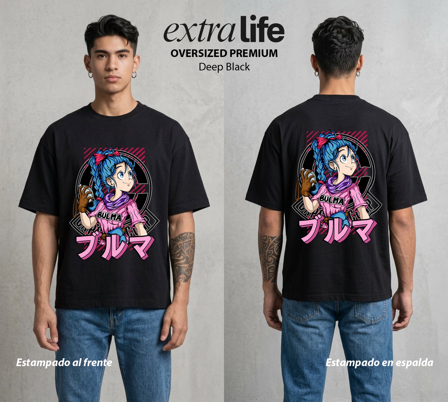 El Poder de las Esferas | La Genio del Universo #00345 - Playera Oversized Premium | Deep Black - Foto en modelo