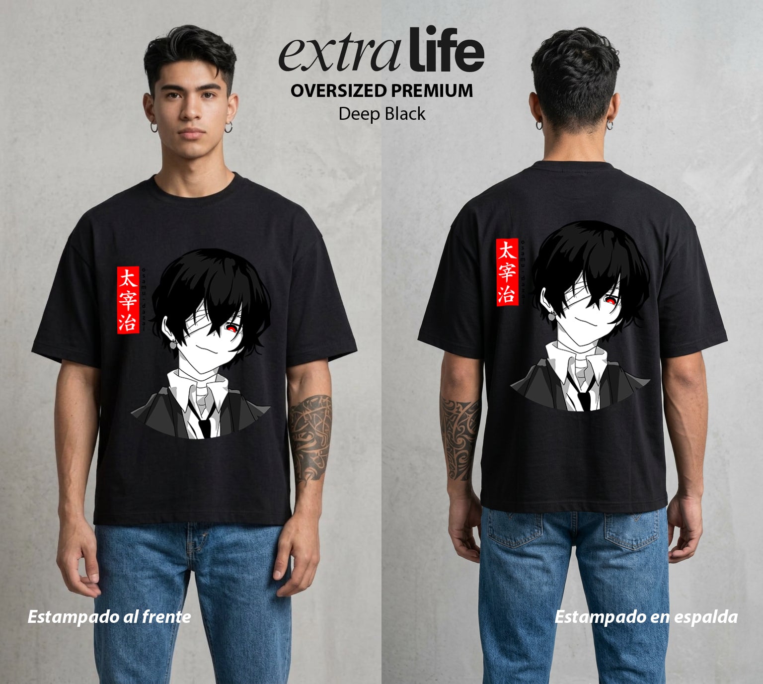 Los Detectives Literarios | El Arte de la Muerte #00346 - Playera Oversized Premium | Deep Black - Foto en modelo