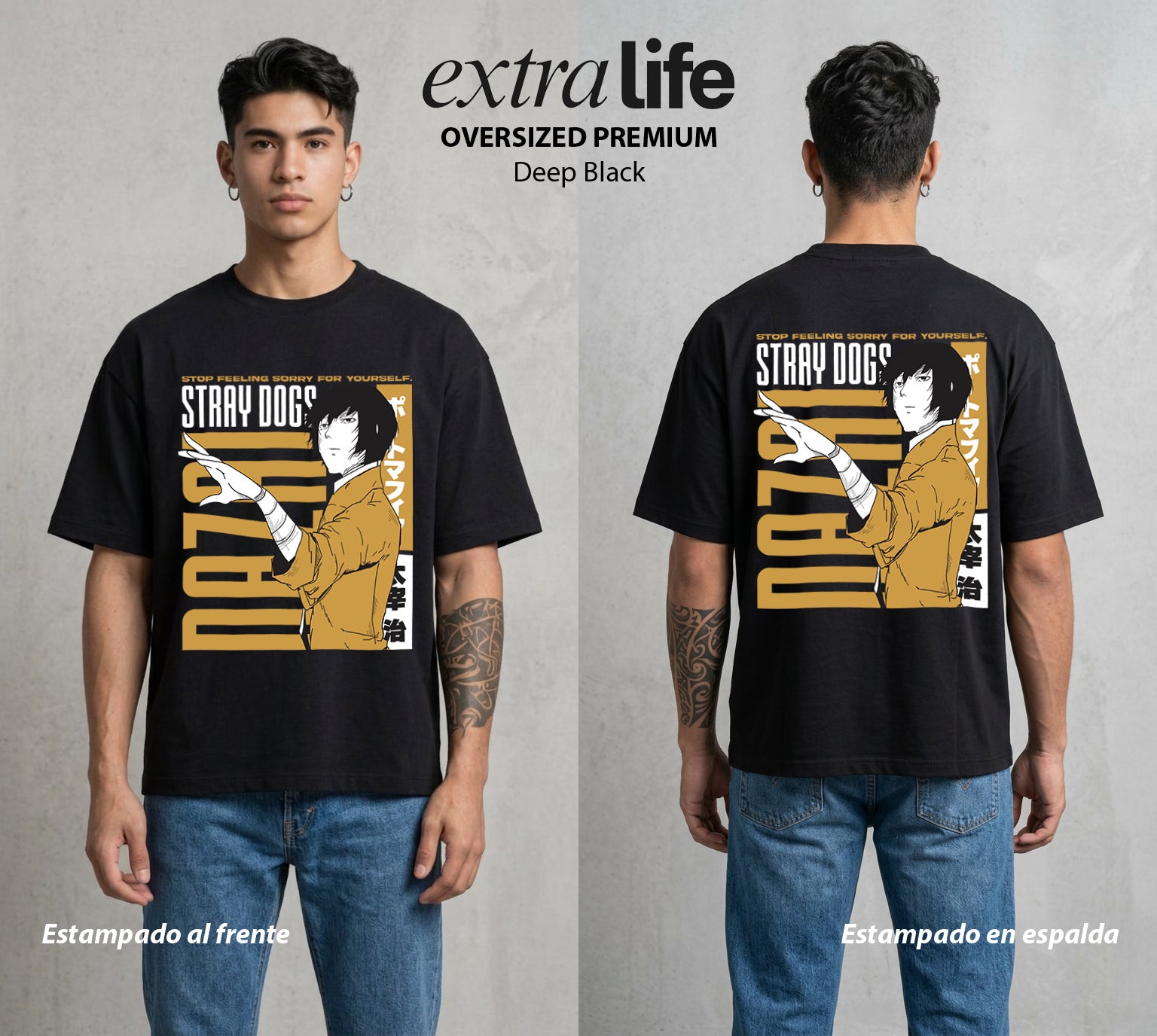 Los Detectives Literarios | El Detective Suicida #00347 - Playera Oversized Premium | Deep Black - Foto en modelo