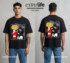 El Orfanato del Amor | El Corazon del Bien #00352 - Playera Oversized Premium | Deep Black - Foto en modelo