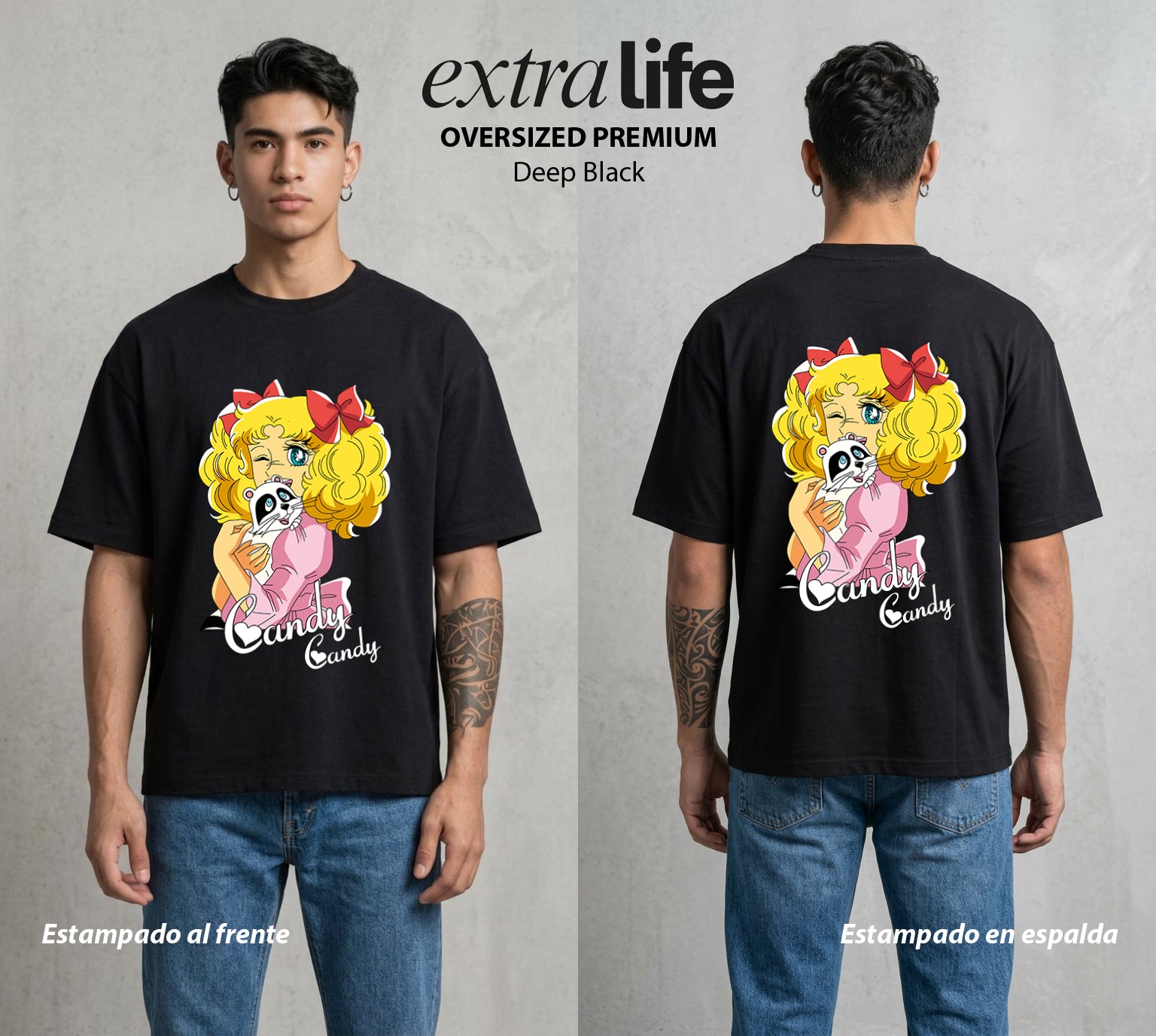 El Orfanato del Amor | El Amor que Nunca Para #00354 - Playera Oversized Premium | Deep Black - Foto en modelo