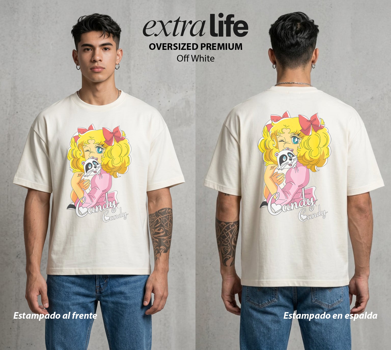 El Orfanato del Amor | El Amor que Nunca Para #00354 - Playera Oversized Premium | Off White - Foto en modelo