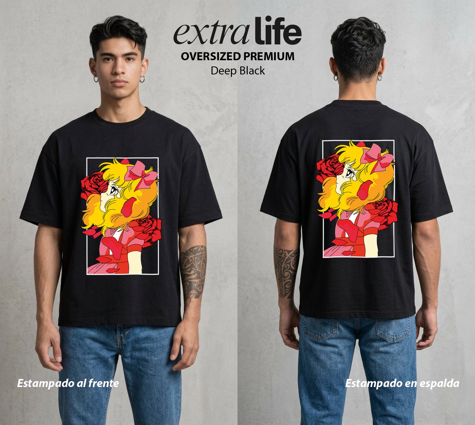 El Orfanato del Amor | La Huerfana del Amor #00355 - Playera Oversized Premium | Deep Black - Foto en modelo