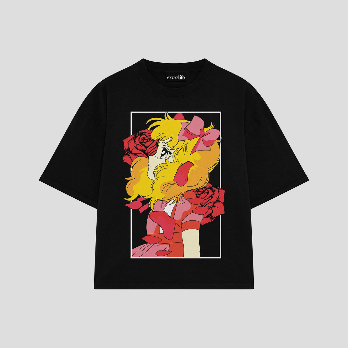 Playera streetwear premium de anime y gaming ExtraLife MX, corte oversized drop shoulder ligero y fresco en color Deep Black y Off-White, moda urbana mexicana de culto.