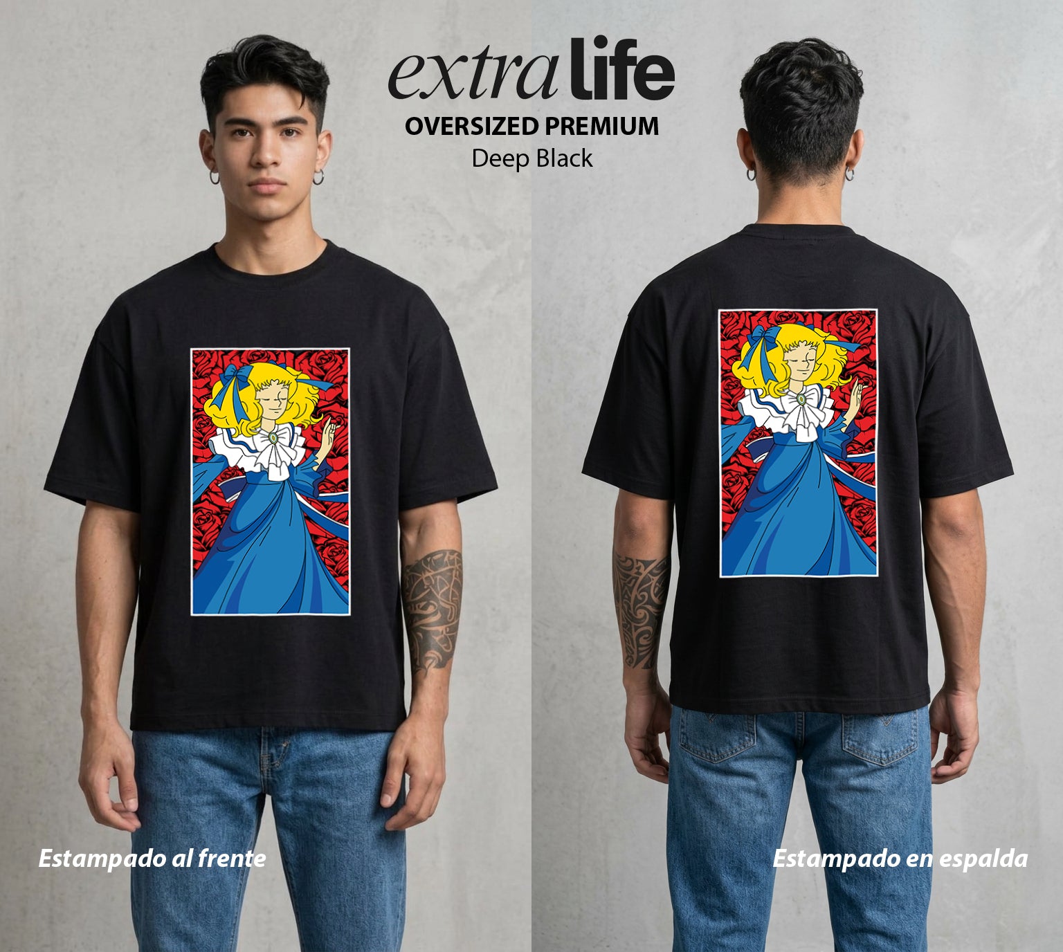 El Orfanato del Amor | La Alegria del Orfanato #00357 - Playera Oversized Premium | Deep Black - Foto en modelo