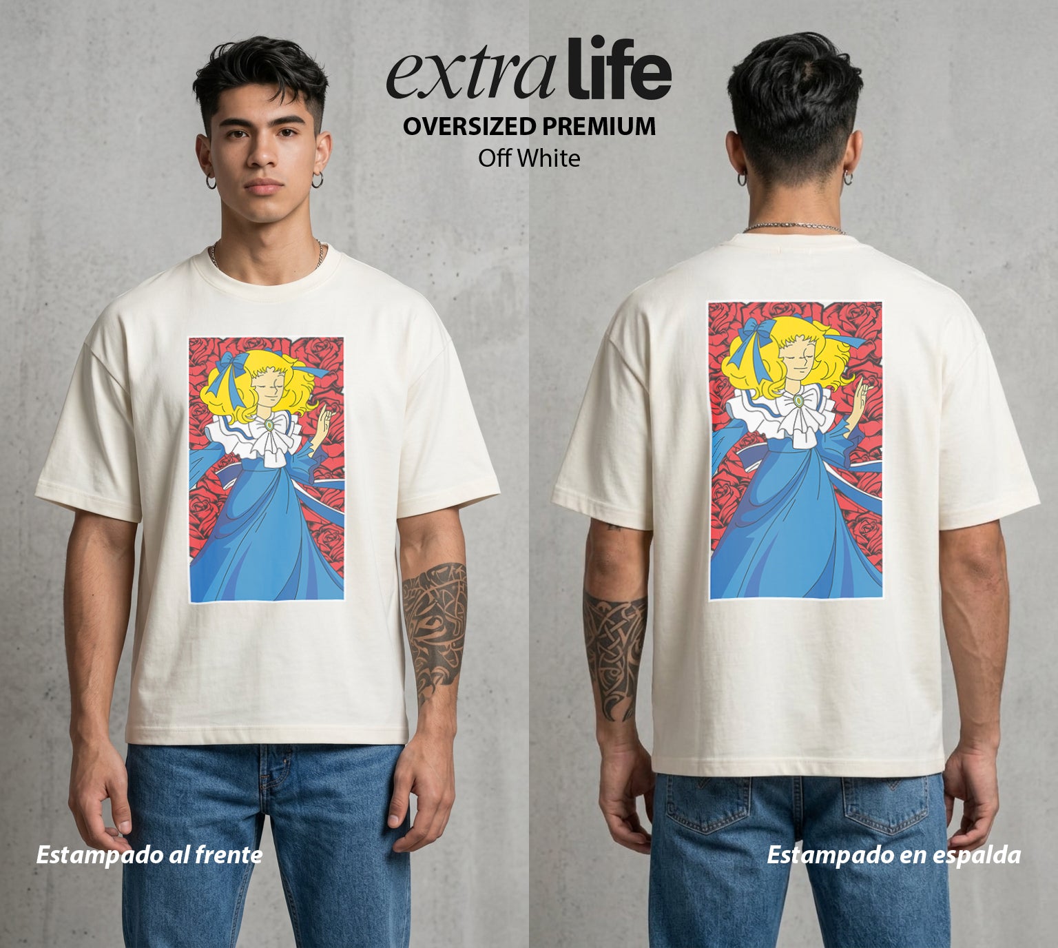 El Orfanato del Amor | La Alegria del Orfanato #00357 - Playera Oversized Premium | Off White - Foto en modelo