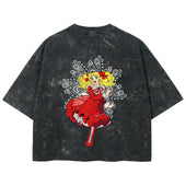 Playera streetwear premium de anime y gaming ExtraLife MX, corte boxy deluxe mineral wash heavyweight en color Acid Wash, moda urbana mexicana de culto.