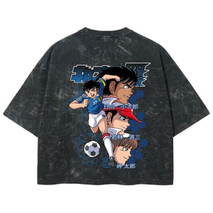 Playera streetwear premium de anime y gaming ExtraLife MX, corte boxy deluxe mineral wash heavyweight en color Acid Wash, moda urbana mexicana de culto.