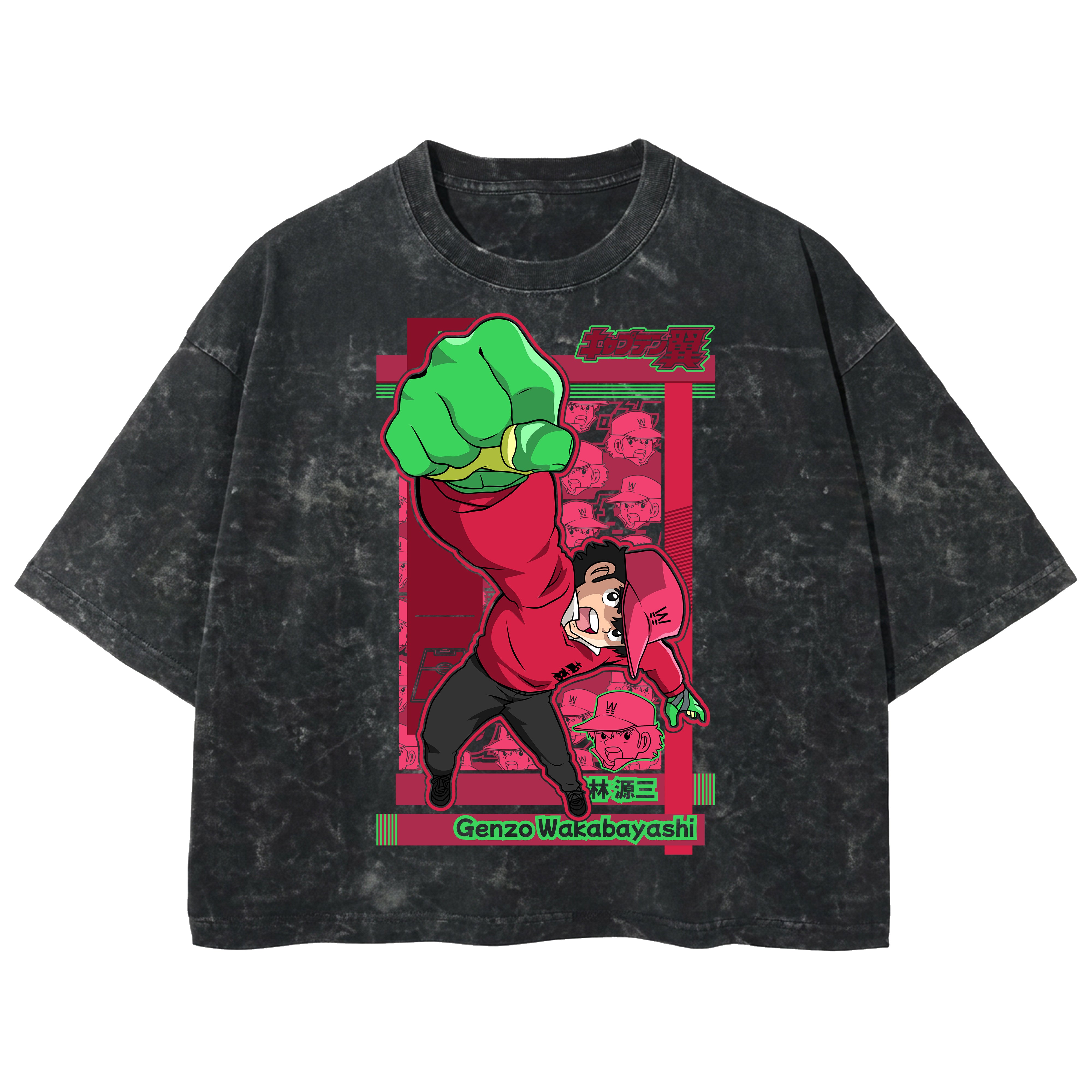 Playera streetwear premium de anime y gaming ExtraLife MX, corte boxy deluxe mineral wash heavyweight en color Acid Wash, moda urbana mexicana de culto.