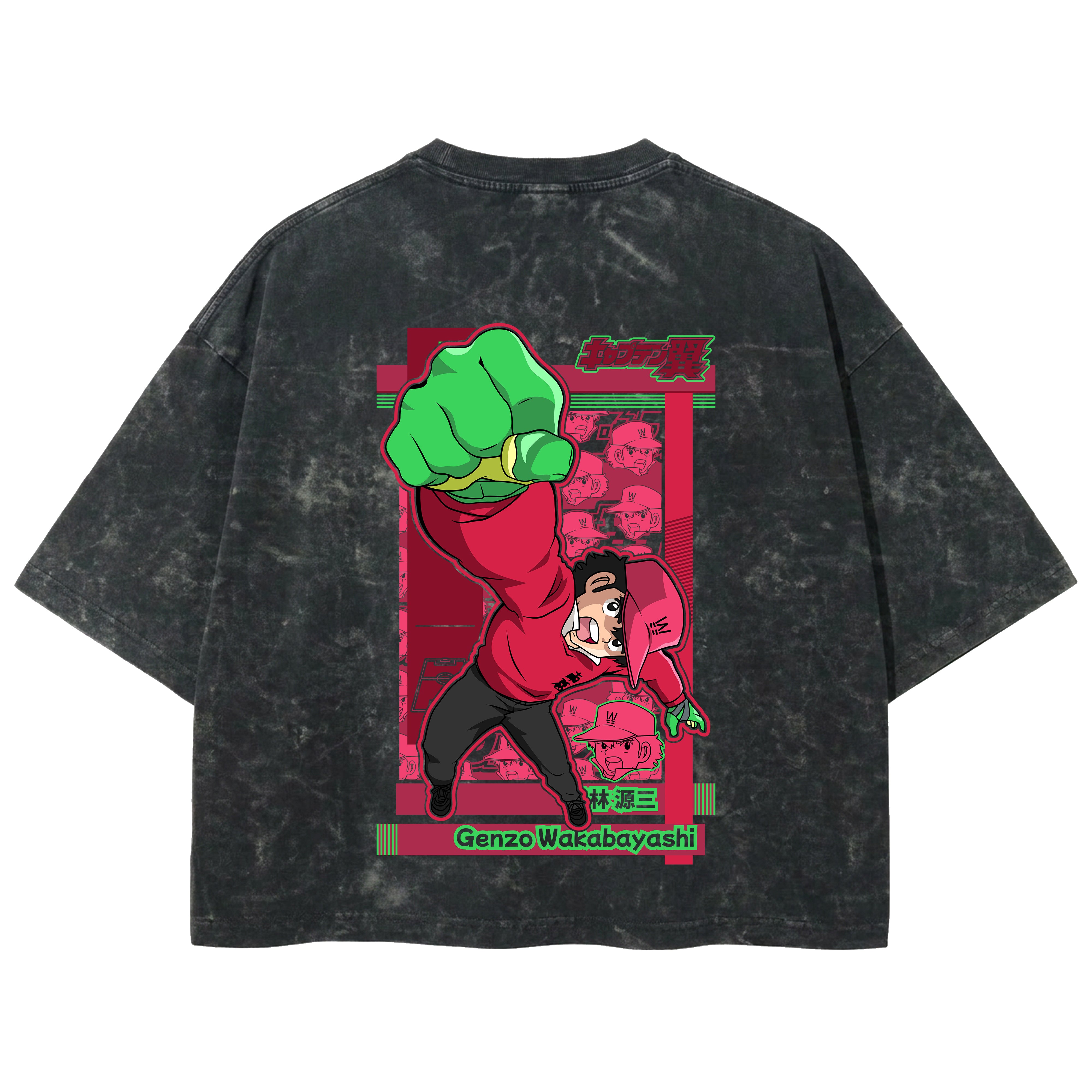 Playera streetwear premium de anime y gaming ExtraLife MX, corte boxy deluxe mineral wash heavyweight en color Acid Wash, moda urbana mexicana de culto.