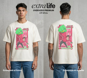 El Balon del Destino | El Gran Guardameta #00360 - Playera Oversized Premium | Off White - Foto en modelo