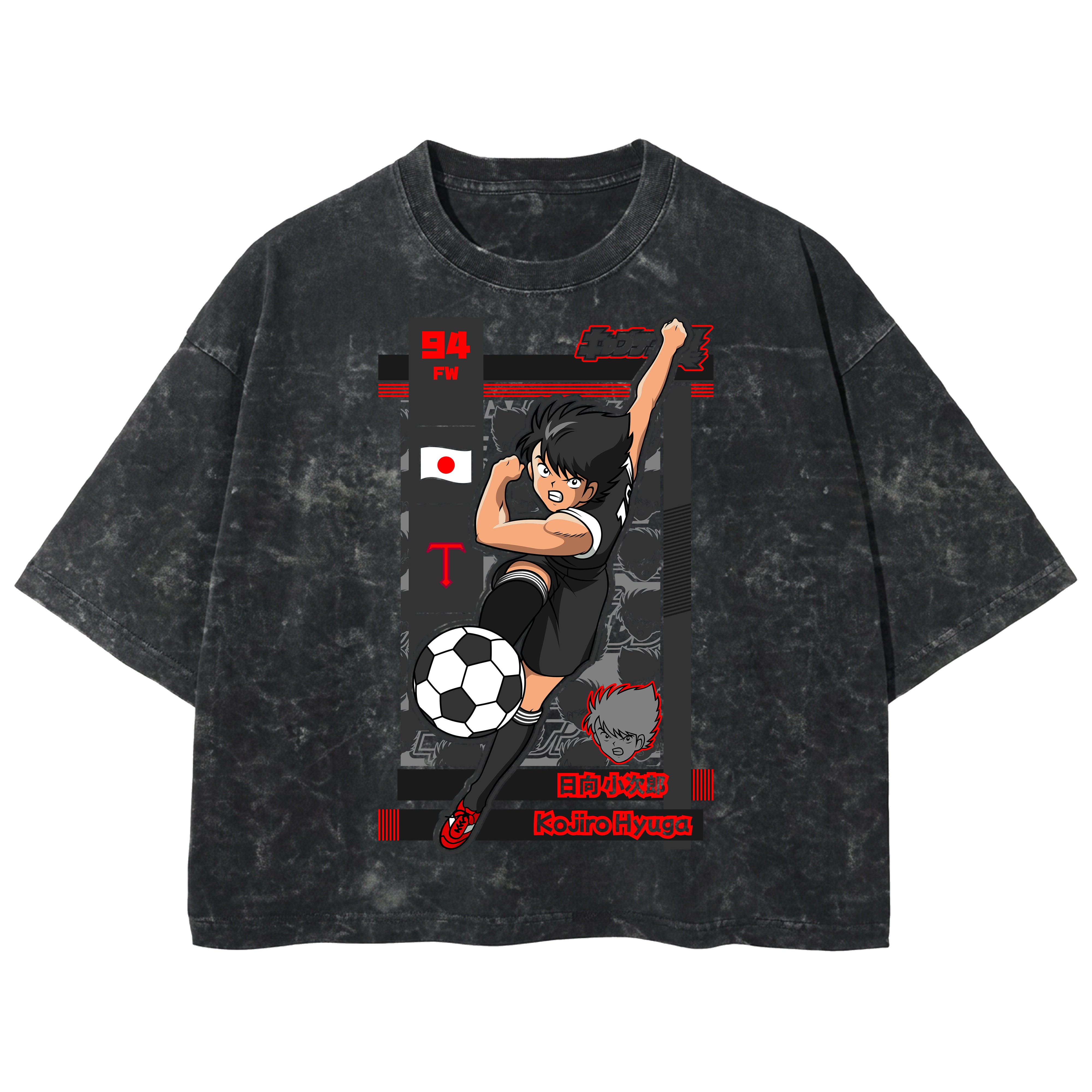 Playera streetwear premium de anime y gaming ExtraLife MX, corte boxy deluxe mineral wash heavyweight en color Acid Wash, moda urbana mexicana de culto.