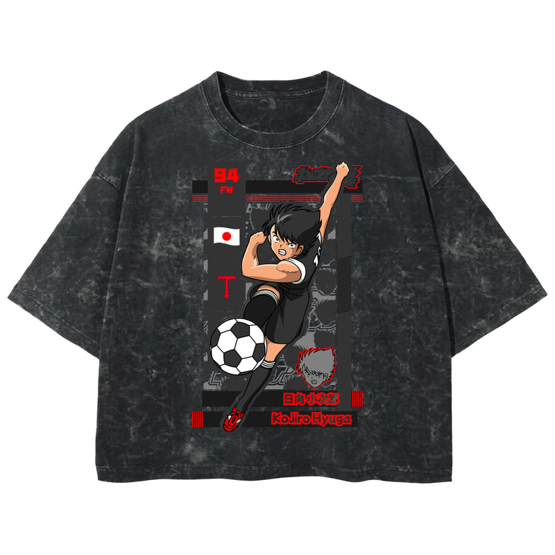 Playera streetwear premium de anime y gaming ExtraLife MX, corte boxy deluxe mineral wash heavyweight en color Acid Wash, moda urbana mexicana de culto.