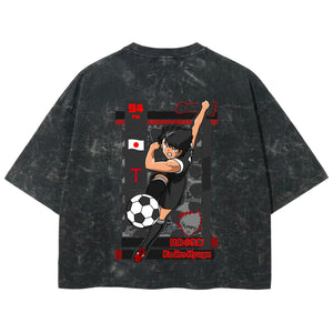 Playera streetwear premium de anime y gaming ExtraLife MX, corte boxy deluxe mineral wash heavyweight en color Acid Wash, moda urbana mexicana de culto.