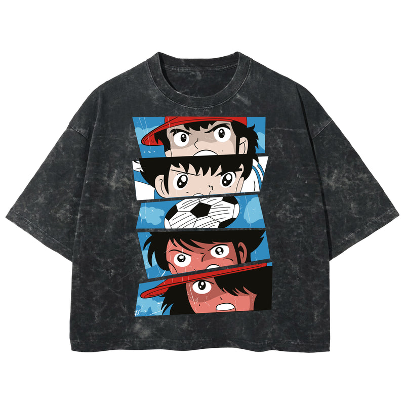 Playera streetwear premium de anime y gaming ExtraLife MX, corte boxy deluxe mineral wash heavyweight en color Acid Wash, moda urbana mexicana de culto.