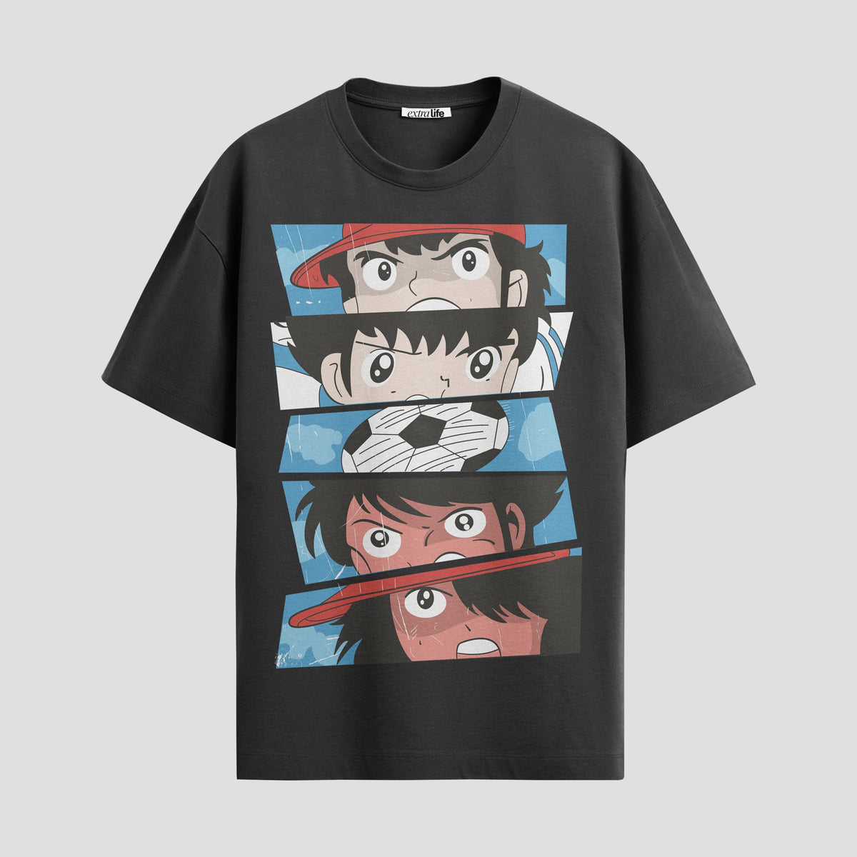 Playera urbana de anime y gaming ExtraLife MX, corte Classic Premium unisex ligero y transpirable en color Deep Black y Pure White, ropa de uso diario para gym y casual.