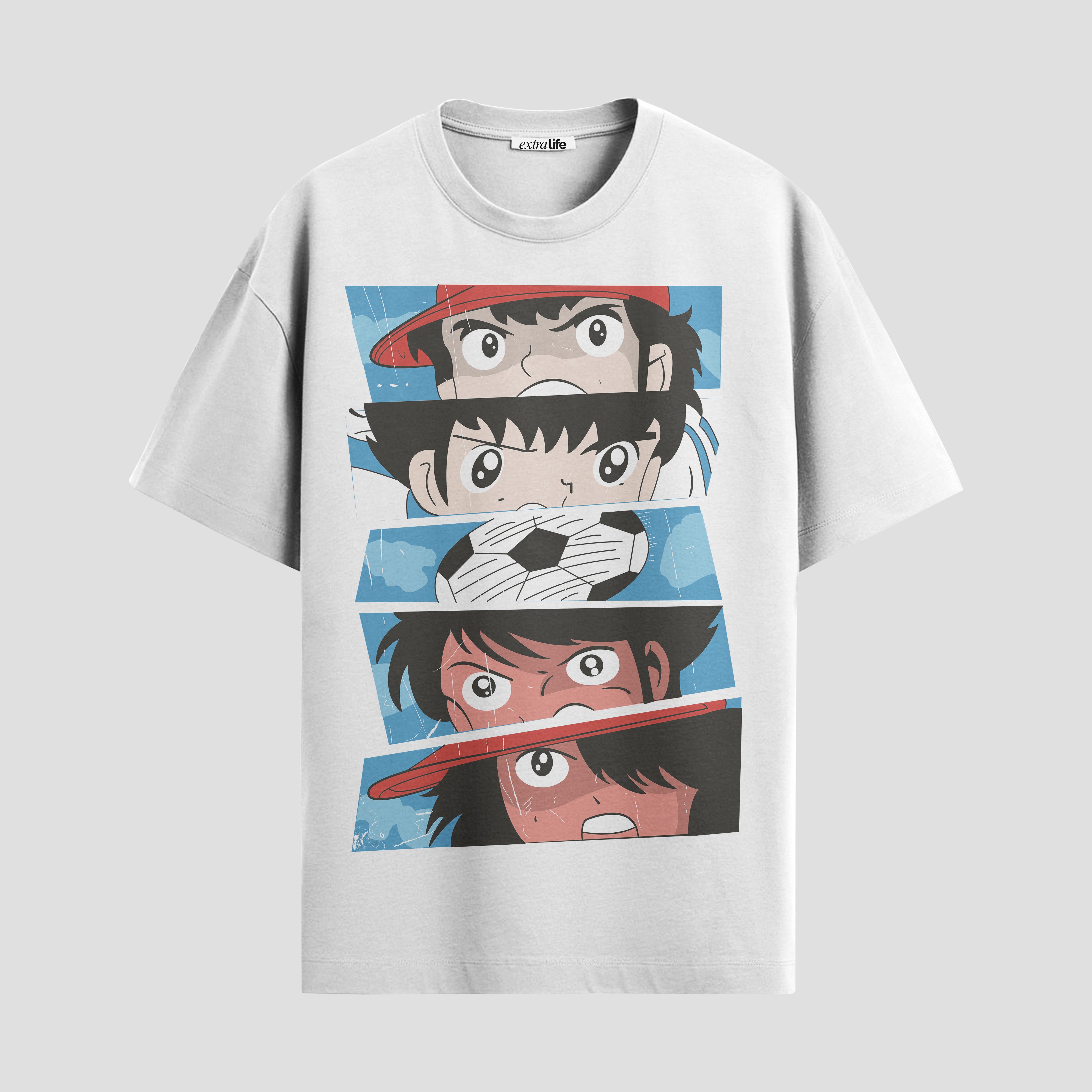 Playera urbana de anime y gaming ExtraLife MX, corte Standard Fit unisex ligero y transpirable en color Deep Black y Pure White, ropa de uso diario para gym y casual.