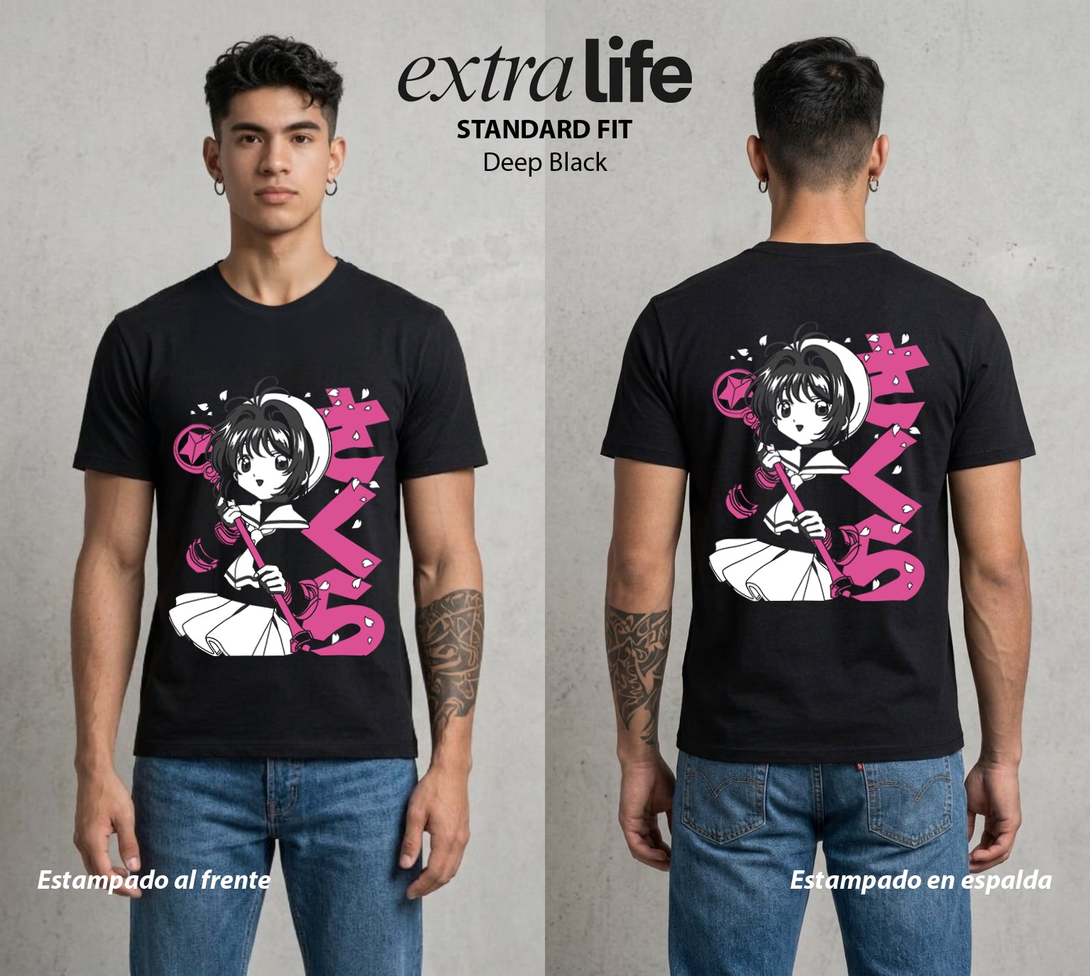 Las Cartas del Viento | Las Cartas del Amor #00364 - Playera Standard Fit | Deep Black - Foto en modelo