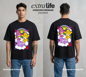 Los Ositos del Arcoiris | El Poder del Arcoiris #00367 - Playera Oversized Premium | Deep Black - Foto en modelo