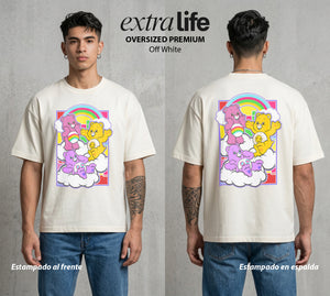 Los Ositos del Arcoiris | El Poder del Arcoiris #00367 - Playera Oversized Premium | Off White - Foto en modelo