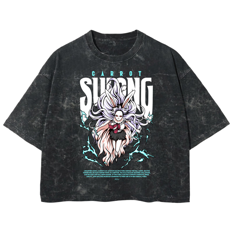 Playera streetwear premium de anime y gaming ExtraLife MX, corte boxy deluxe mineral wash heavyweight en color Acid Wash, moda urbana mexicana de culto.