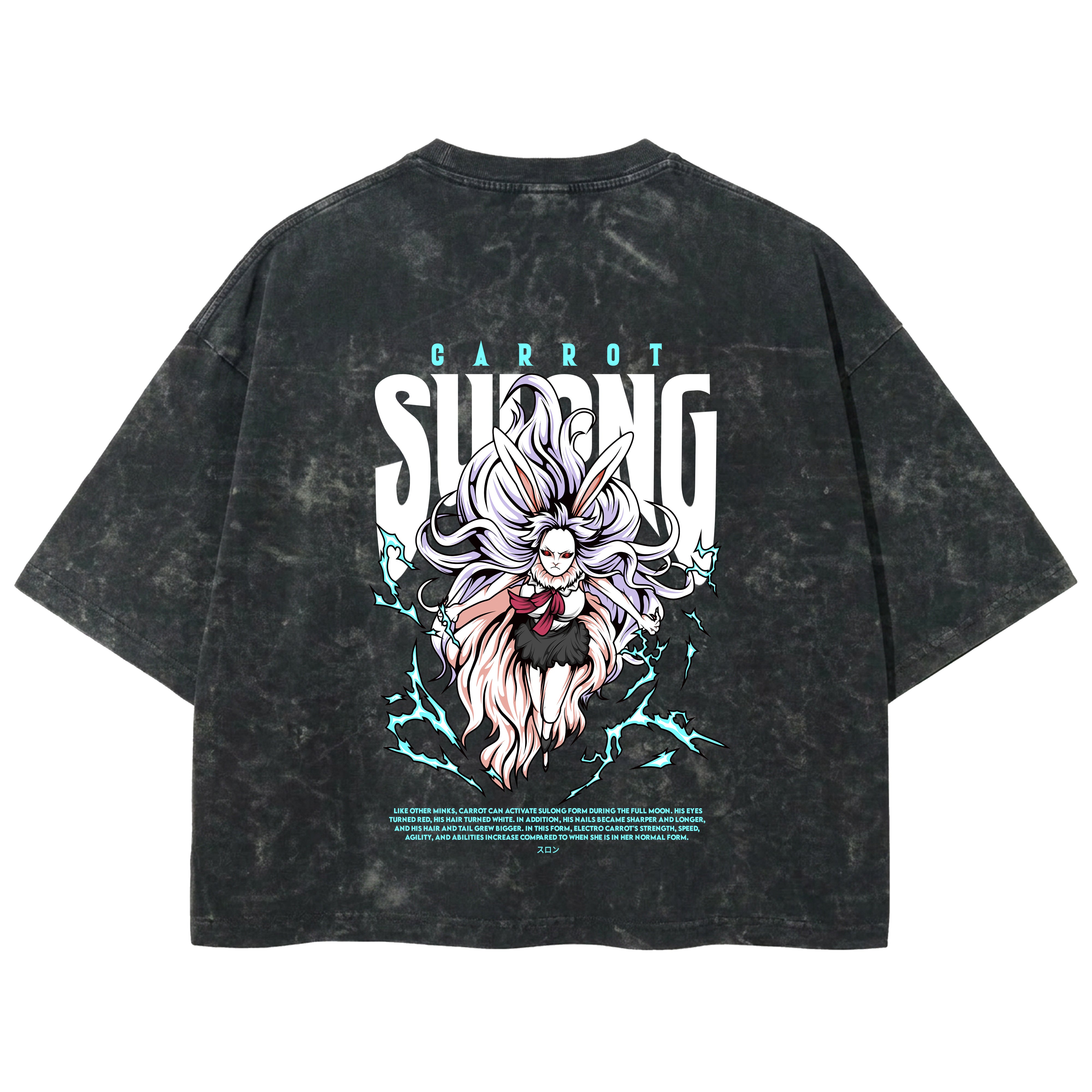 Playera streetwear premium de anime y gaming ExtraLife MX, corte boxy deluxe mineral wash heavyweight en color Acid Wash, moda urbana mexicana de culto.