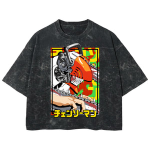 Playera streetwear premium de anime y gaming ExtraLife MX, corte boxy deluxe mineral wash heavyweight en color Acid Wash, moda urbana mexicana de culto.