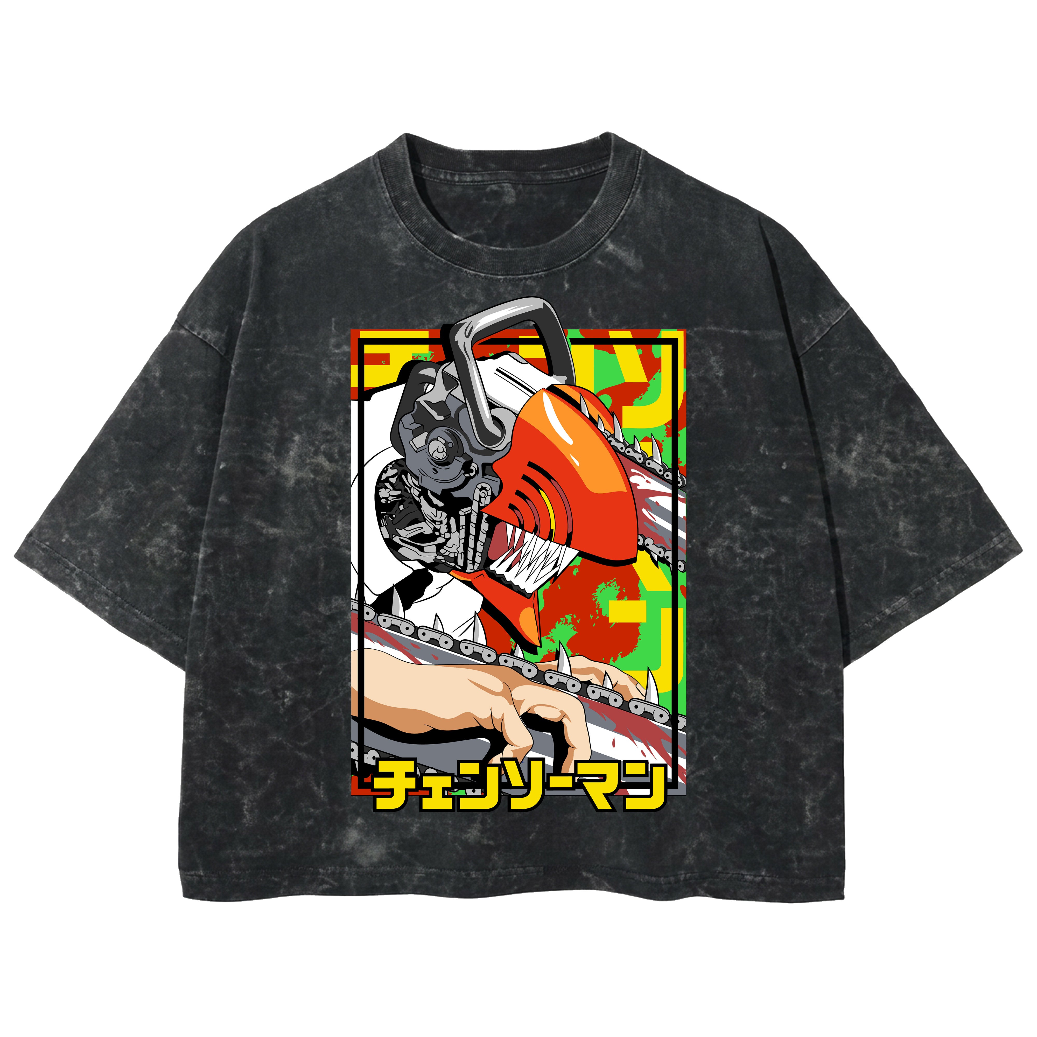 Playera streetwear premium de anime y gaming ExtraLife MX, corte boxy deluxe mineral wash heavyweight en color Acid Wash, moda urbana mexicana de culto.