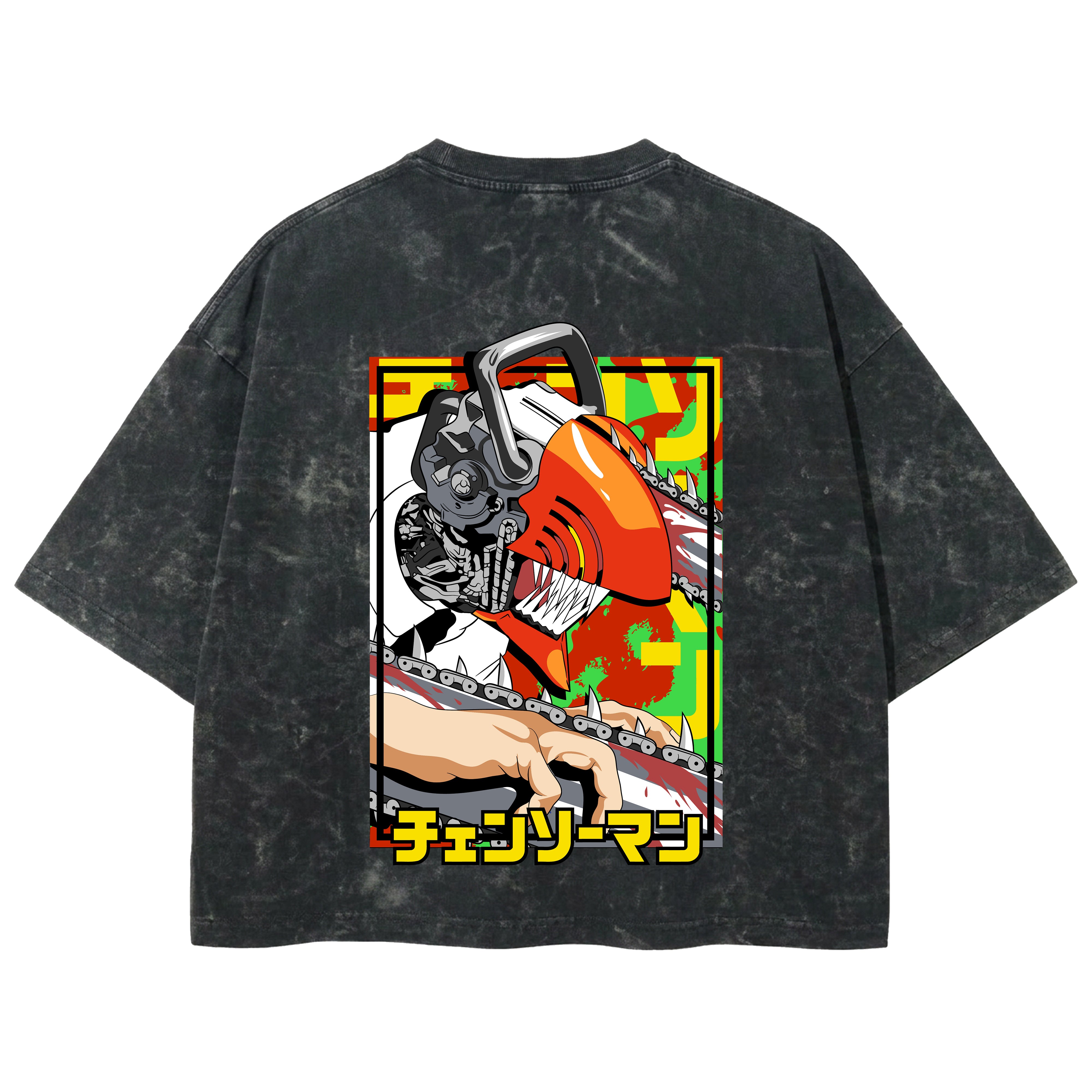 Playera streetwear premium de anime y gaming ExtraLife MX, corte boxy deluxe mineral wash heavyweight en color Acid Wash, moda urbana mexicana de culto.