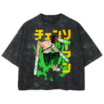 Playera streetwear premium de anime y gaming ExtraLife MX, corte boxy deluxe mineral wash heavyweight en color Acid Wash, moda urbana mexicana de culto.