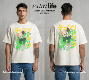 El Contrato Infernal | Las Sierras del Bien #00370 - Playera Oversized Premium | Off White - Foto en modelo