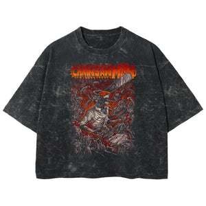 Playera streetwear premium de anime y gaming ExtraLife MX, corte boxy deluxe mineral wash heavyweight en color Acid Wash, moda urbana mexicana de culto.