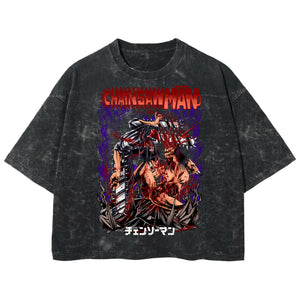 Playera streetwear premium de anime y gaming ExtraLife MX, corte boxy deluxe mineral wash heavyweight en color Acid Wash, moda urbana mexicana de culto.